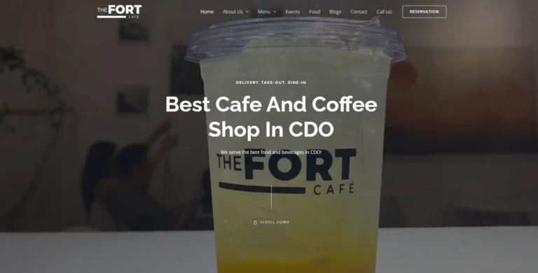 The Fort Cafe website landing page